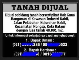 Mohon ikuti petunjuk di bawah ini sebelum posting iklan jual tanah dan sewa tanah agar iklan anda dapat segera ditayangkan. Contoh Iklan Jual Tanah Agar Tanah Cepat Laku