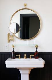 Look We Absolutely Love Dark Colors For The Bathroom Round Mirror Bathroom Black White Bathrooms Bathrooms Remodel