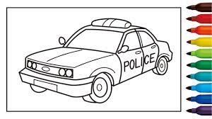 √gambar mewarnai kendaraan untuk anak tk dan sd. Cara Menggambar Dan Mewarnai Mobil Polisi Untuk Anak Youtube