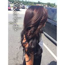 Dark chocolate hair with a red tint. Chocolate Hair Color With Dark Brown Black Underneath Hair Color Chocolate Hair Brown Hair Colors