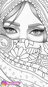 Printable Coloring Page Girl Portrait And Clothes Colouring Etsy Mandala Design Art Line Art Drawings Art Drawings