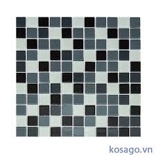 Gạch Mosaic thuỷ tinh 25x25mm Đen Trắng BM254ĐT2