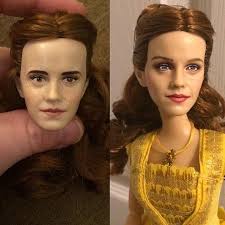 #thrift doll #disney store doll #tutorial #emma watson belle #yes it's the doll with that face. Emma Watson Belle Doll Before And After I Decided To Repaint And Give A Partial Hair Reroot On Her To Decre Emma Watson Belle Doll Beauty Beauty And The Beast