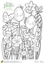 coloriage jardinage fleurs et petites betes de pikachu