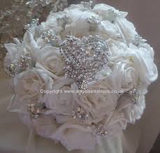 You can order bulk flowers online. White Rose And Diamante Wedding Bouquet Artificial Flowers Wedding Vintage Bouquet Wedding Vintage Wedding Flowers