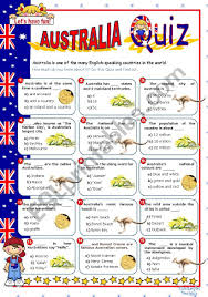 Oct 19, 2021 · koalas are my favorite animal, so i decided that they needed a short informing quiz about them. Australia Quiz Esl Worksheet By Mena22