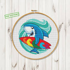 The pattern will be emailed as a pdf (not physically cross stitch patterns plastic canvas patterns canvas projects harley davidson tattoos cross stitching. Plastic Canvas Kits How To Shark Cross Stitch Modern Pattern Funny Sea Animals Cross Stitch Cute Xstitch Easy Beginner Pdf Pattern Download Shark Surf