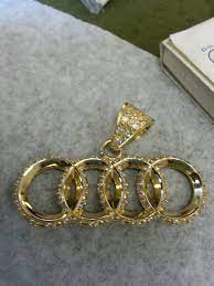 Solid Gold Audi Necklace Pendant Mens Pendant Pendant Gold Bracelet