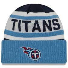 Tennessee Titans New Era Biggest Fan 2 0 Cuffed Knit Hat Navy Light Blue New Era Tennessee Titans Hat Knitted Hats