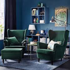 Dark Blue Walls With Green Velvet Armchairs Living Room Paint Paint Colors For Living Room Reading Lamp Floor
