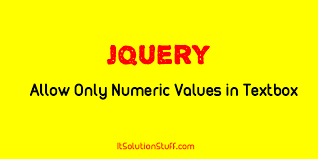 Jquery Allow Only Numeric Values Numbers In Textbox
