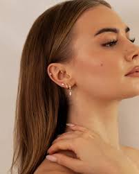 Inner Conch White Gold Conch Piercing Jewelry Stud Titanium Conch Earrings  Inner Conch Stud With A