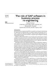 Pdf The Role Of Sap Software In Business Process Re Engineering