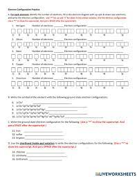 Electron configuration worksheet key directions answer the following questions by supplying the electron configuration for the given element or by naming the element that corresponds to the given electron configuration. Electron Configuration Interactive Worksheet
