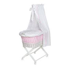 Vimini, legno, ferro, rivestimento, descrizione delle caratteristiche delle culle. Schardt Culla In Vimini Babsi Bianca Cuori Rosa Pinkorblue It