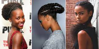 Idée de coiffure africaine avec petites tresses collées sur le côté. Les Tresses Pour Cheveux Afro En 20 Inspirations Canon Cosmopolitan Fr