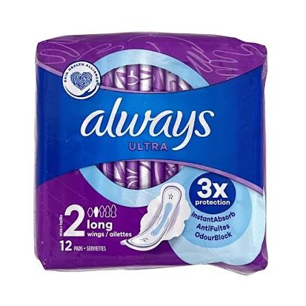 Always Ultra Long with Wings 12 pads