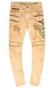 Davon Biker Jeans Beige Beige Jeans Fashion Biker Style