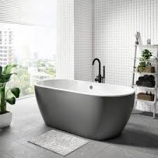 For your bathroom safety and organizational needs. Almada Grey Freestanding Double Ended Bath L1655 X W750mm Better Bathrooms Free Standing Bath Amazing Bathrooms Double Ended Bath