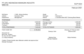 Gaji sebagai specification engineer disalah satu perusahaan swasta dibidang konstruksi : Pt Urc Indonesia Kawasan Industri Mm2100 Slip Gaji Februari 2021 Pdf
