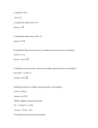 If the numerator is greater than or equal to the denominator of a fraction, then it is called an improper fraction. 1 Simplify 8 50 Answer 2 Simplifiical Radical Form 54 Answer 3