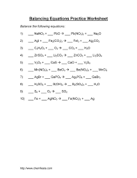 Balancing Equations 06 Balancing Equations Practices Worksheets Chemical Equation