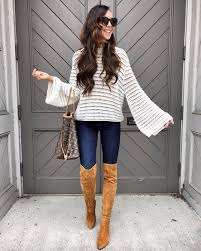 First, you don't want the jeans to bunch up inside of the boots, which would be very uncomfortable. 17 Best Over The Knee Boots Outfits To Get Inspired By This Year Over The Knee Boot Outfit Casual Winter Outfits Knee Boots Outfit