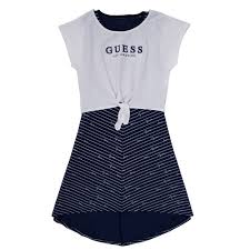 L'étiquette de taille est m 10/12. Guess Melina Blanc Bleu Livraison Gratuite Spartoo Vetements Robes Courtes Enfant 24 00