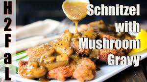 This is a variation of classic pork schnitzel, it starts the same way but then it's covered with a mushroom gravy. Comfort Food German Schnitzel With Mushroom Gravy How To Feed A Loon Youtube