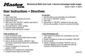 Use this free download to help your child open a combination lock. Master Lock 3634lef English French Padlock Instruction Stickers