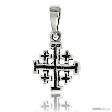 However, we carry in our stock sterling silver chains at your request for an additional small charge if you wish to complement the pendant. Sterling Silver Jerusalem Cross Pendant 1 2 In Tall Silverblings