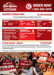 The original red robin stood at the southern end of the university in a building named sam's tavern, and the owner sam sang in a barbershop quartet and could frequently be heard singing this song when the red, red robin (comes bob, bob, bobbin' along). Special Catering Boxed Lunch Menu Red Robin