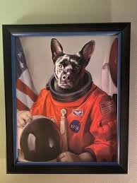 Lovingly hand painted with watercolours, pastels & pencils and funny renaissance pet portrait prints. Hilarious Custom Pet Portraits The Astronaut What A Space Cadet