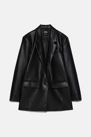 Faux Leather Oversized Blazer Zara United States In 2020 Black Oversized Blazer Zara Leather Jacket Oversized Blazer