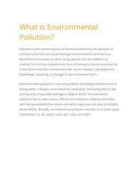 Whereby, soil pollution it is the introduction of hazardous wastes or energy into the environment to the extent that it negatively affects the life of organisms and human health. Calameo What Is Environmental Pollution