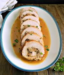 Mix the dry onion mix and one can of cranberry sauce together and pour over the meat. Slow Cooker Stuffed Pork Loin Frugal Hausfrau