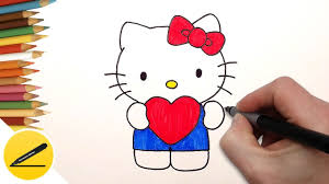 How To Draw Hello Kitty With Love Heart Cute Hello Kitty Heart Valentine In This Video I Will Show You How To Drawing For Kids Heart Drawing Hello Kitty