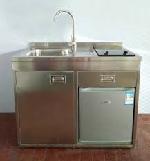 Browse through our different stainless steel kitchen cabinets. Small Mini Integrated Stainless Steel Commercial Kitchen Cabinet With Ce Electric Stove And Refrigerator From China Tradewheel Com