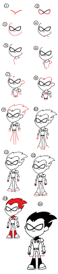 How to draw robin williams step by step? How To Draw Robin From Teen Titans Go Art For Kids Hub