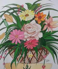 To use for a print or scrapbooking project, email etc. Flower Basket Drawing By Pushpa Sharma