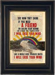 Simon And Garfunkel Bridge Over Troubled Water Song Lyric Etsy Song Lyric Print Lyric Prints Bridge Over Troubled Water