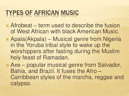 South africa, like nigeria, has a very broad range of styles ranging from marabi (which is the root of south african jazz) to local highlife, reggae and zulu choral music known as mbube. Afro Latin American And Popular Music