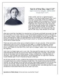 Let us begin, in the name of the father, and of the son, and of the holy spirit. Saint Gemma Worksheets Teaching Resources Teachers Pay Teachers