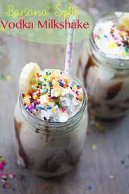 Banana Split Vodka Milkshake Recipe Vodka Milkshake Yummy Drinks Banana Vodka