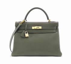 A Vert Olive Togo Leather Retourne Kelly 32 With Gold Hardware Hermes Kelly Bag Togo Leather Kelly Bag