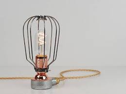 Beautiful Custom Made Steampunk Desk Table Lamp With Vintage Style Flexible Led Bulb And Metal Light Cage Chunky Copper Cage Light Metal Lighting Copper Lamps