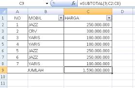 Menghitung Jumlah Sum Hasil Filter Di Excel