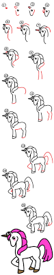 How To Draw A Unicorn For Kids Tekboynuzlu Atlar Cizimler Ve Desenler