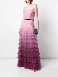 Ombre Tiered Textured Gown Marchesa