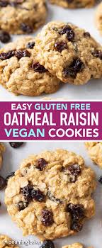Easy Gluten Free Vegan Oatmeal Raisin Cookies Vegan Refined Sugar Free In 2020 Sugar Free Oatmeal Cookies Vegan Oatmeal Raisin Cookies Vegan Cookies